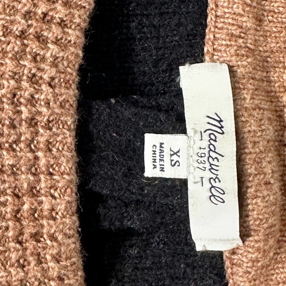 Madewell Tan and Black Crew Neck Back Zip Sweater - Picture 8 of 10